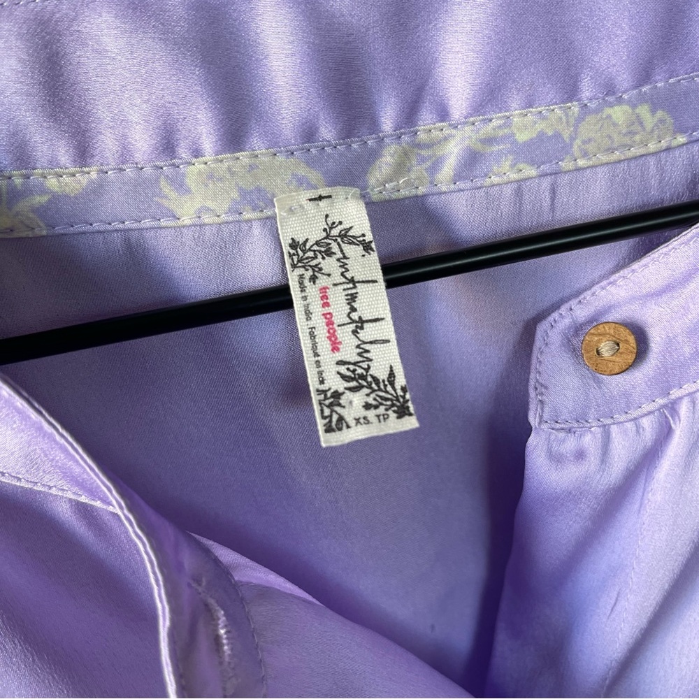 Free People Intimately Purple Night Out Sleep Shirt Top Floral Buttondown XS - Picture 6 of 8